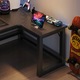 Birou de colt Gaming, MDF, 100x140x60x75 cm, negru, Rebiko