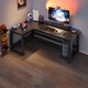 Birou de colt Gaming, MDF, 100x140x60x75 cm, negru, Rebiko