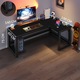 Birou de colt Gaming, MDF, 100x140x60x75 cm, negru, Rebiko