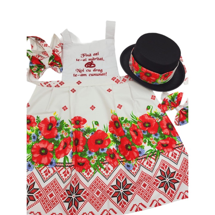 Set dezgatit mireasa si mire 4 piese, personalizat motive traditionale