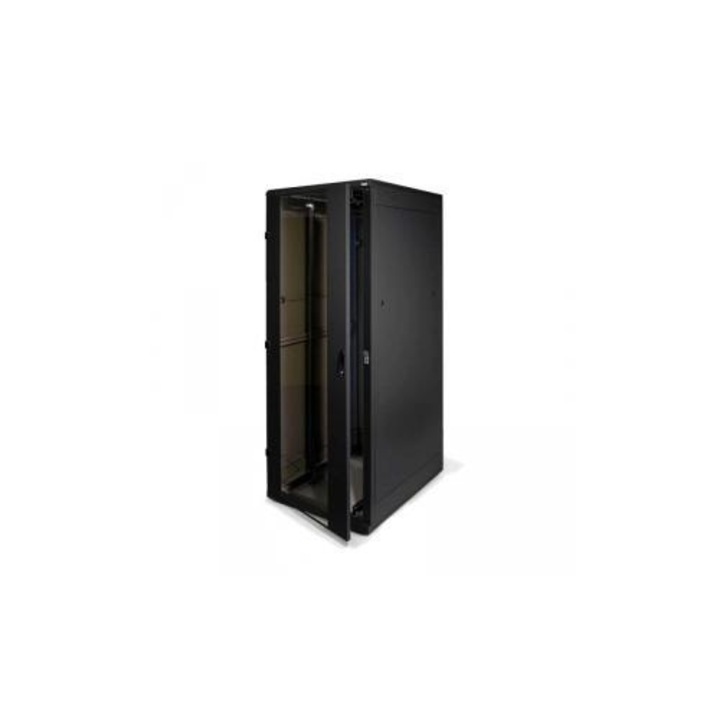 Rack de podea Triton 42U, 600x800mm, cu ușă din sticlă, panouri laterale/spate detașabile, IP20, negru