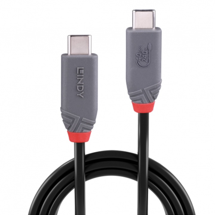 Lindy 36956 adatkábel, USB-C dugasz - USB-C dugó, 0,8 m, fekete