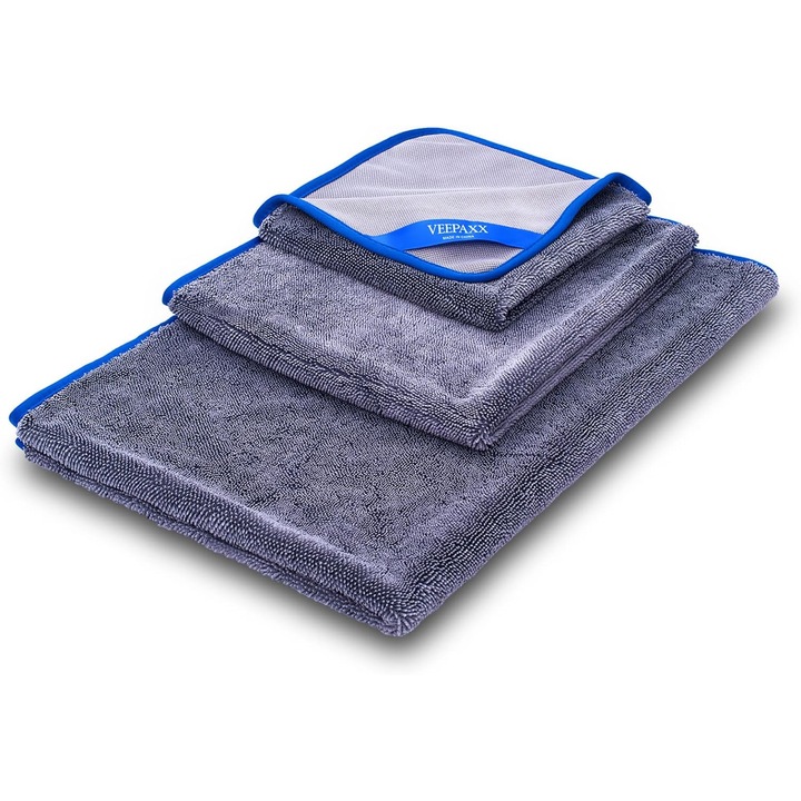 Set 3 lavete auto, Ticfly, din microfibra premium performance, super-absorbanta, 650 gsm, 40X40, 50X60, 60X90CM