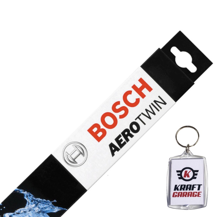 Set stergatoare Bosch Aerotwin A 979 S, 60/47.5 cm pentru VW Golf VI, VW Eos, VW Passat B6, VW Scirocco III, Skoda Yeti, si Breloc Kraftgarage
