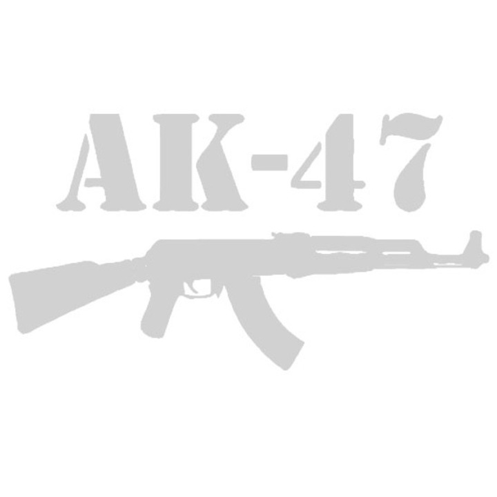 Sticker decorativ auto, Akk-47, 17x9 cm, alb