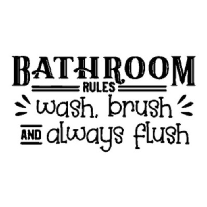 Sticker decorativ perete / geam, Bathroom rules, 20x10 cm, negru
