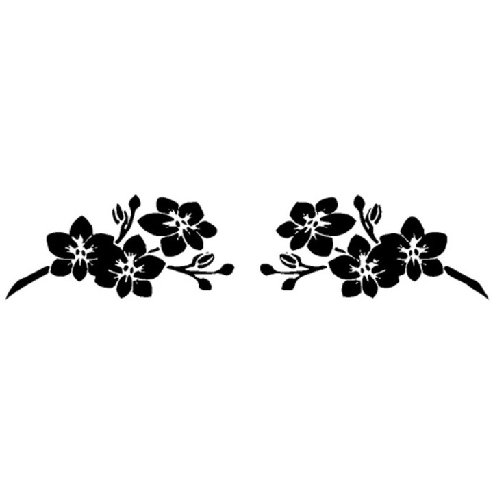 Sticker decorativ auto, Mirror flowers, 10x3 cm, negru