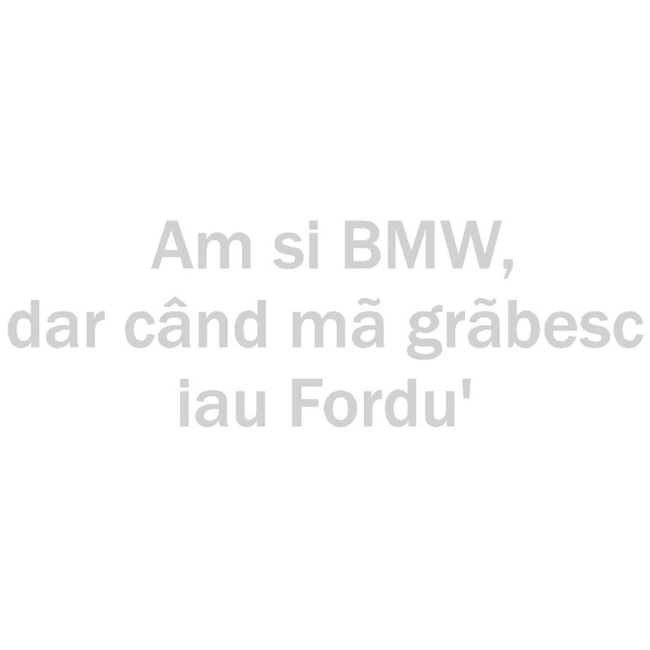 Sticker decorativ auto, Bmw-Ford, 20x6 cm, alb