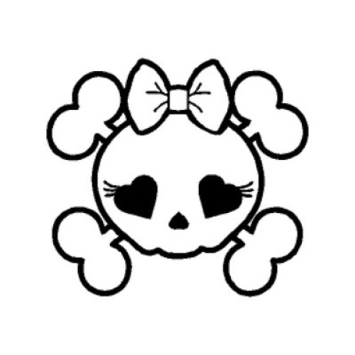 Sticker decorativ perete / geam si auto, Cute skull, 13x11 cm, negru