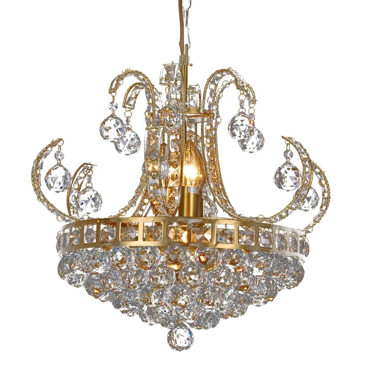 Candelabru din sticla si metal auriu Ø 50 cm x 43 / 168 h