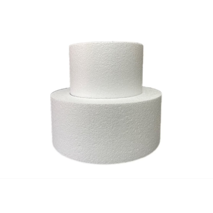 Macheta tort BLA BLA FOAM®, 2 etaje, polistiren alb expandat, diametru 28∅ si 22∅ cm, inaltime 15 cm