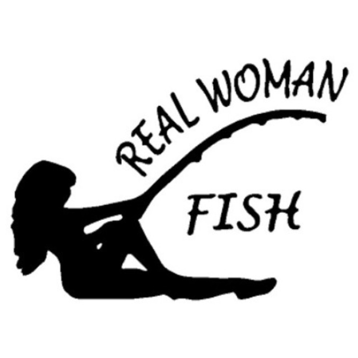 Sticker decorativ perete / geam, Real woman fish, 10x7 cm, negru