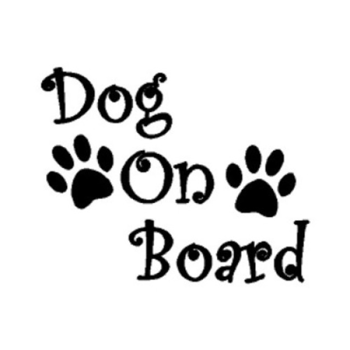Sticker decorativ auto, Dog on board, 13x10 cm, negru
