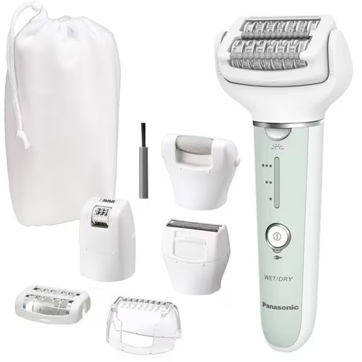 Епилатор PANASONIC ES-EY70A-G503, 60 пинсети, 3 скорости, 5 аксесоара, Wet&Dry, батерия, зелен