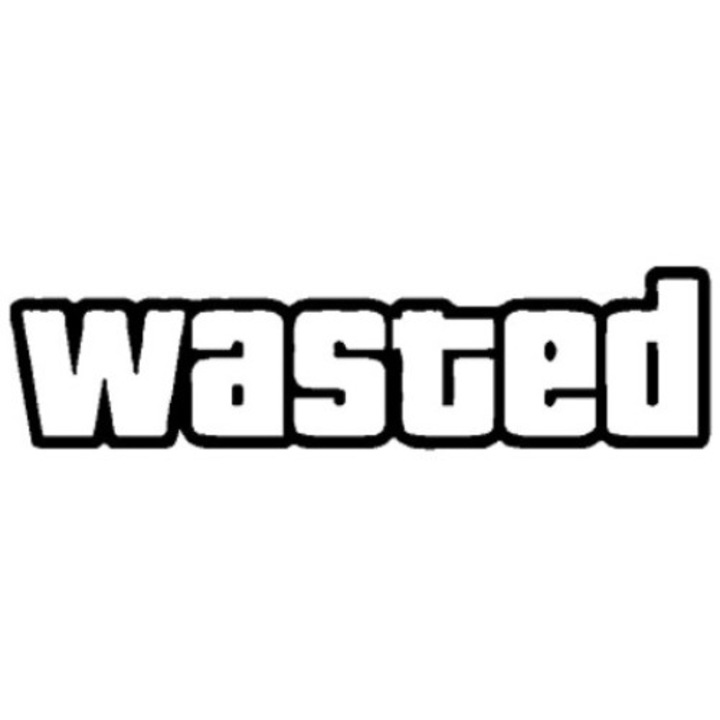 Sticker decorativ perete / geam si auto, Wasted, 19x5 cm, negru