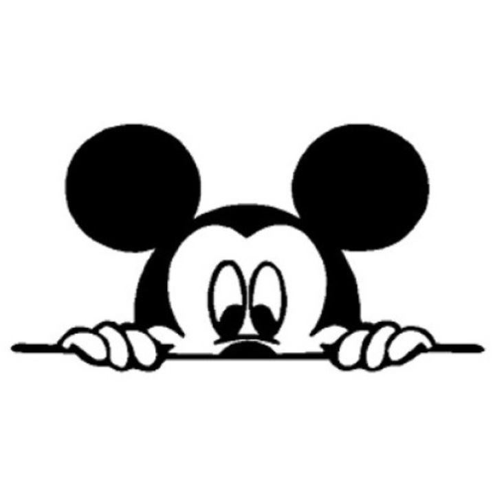 Sticker decorativ perete / geam si auto, Mickey, 15x7 cm, negru