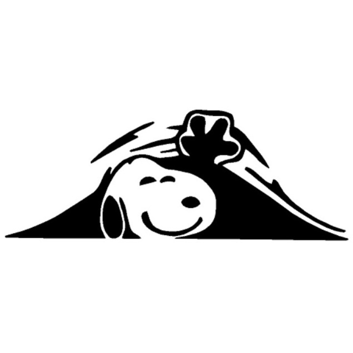 Sticker decorativ perete / geam si auto, Snoopy, 20x8 cm, negru