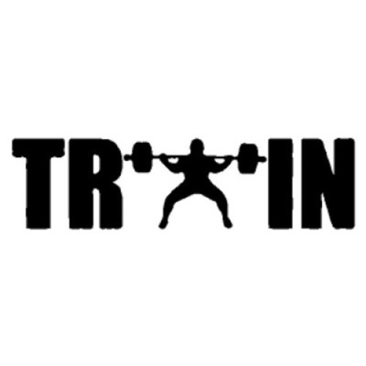 Sticker decorativ perete / geam, Train gym, 15x4 cm, negru