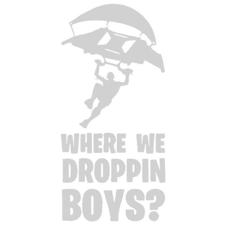 Sticker decorativ perete / geam, Fortnite landing, 10x20 cm, alb