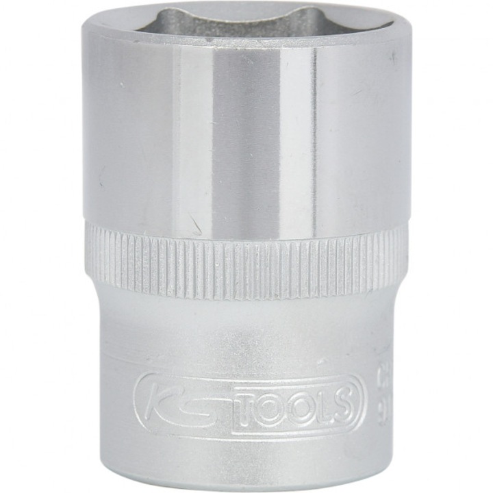 Cheie tubulara KS TOOLS, antrenor patrat 1/2 inch, profil hexagonal, deschidere 21 mm, lungime 38 mm, otel crom vanadiu