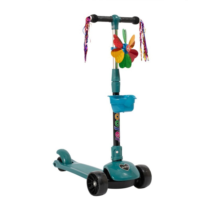 Trotineta Copii Scooter Pliabila Mixbo, 3 - 8 Ani, Ghidon Reglabil, Auto-echilibrare, Verde