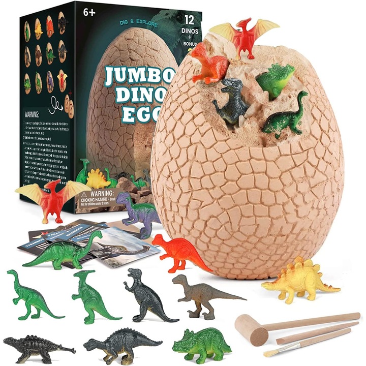 Set de Explorare Oua de Dinozaur - cu Excavare pentru Copii, Jucarie Educativa si Interactiva, +6 Ani