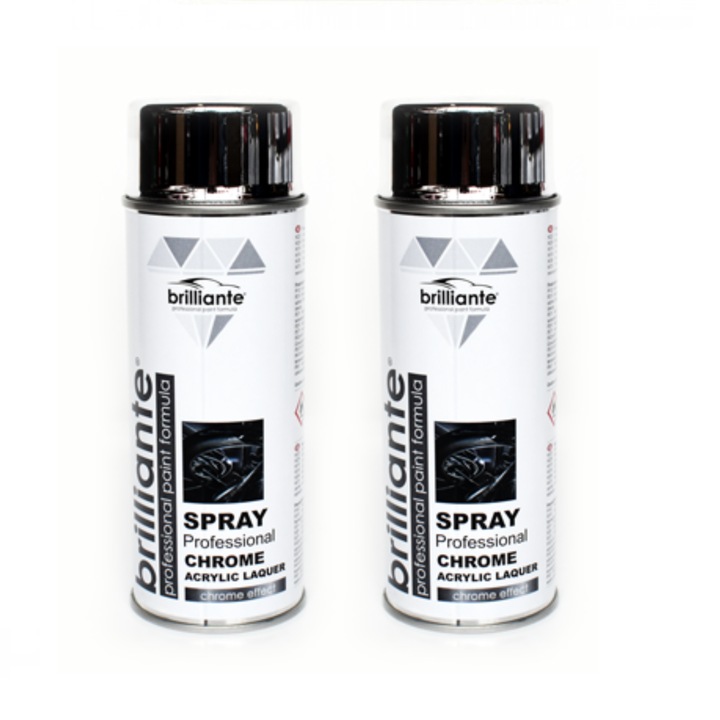 Pachet 2 x Vopsea Spray Brilliante Crom Argintiu 400 ml