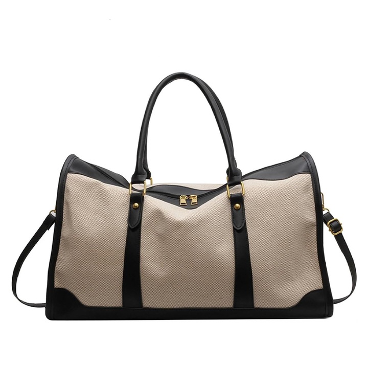 Geanta dama, Dollcini, Nylon, Negru/Bej