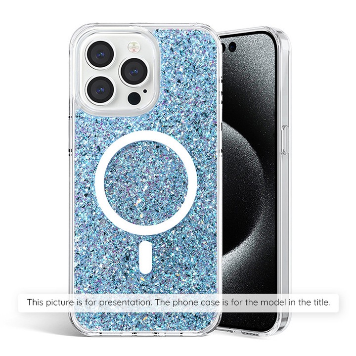 Husa telefon Techsuit pentru Samsung Galaxy S25, albastra, glitter