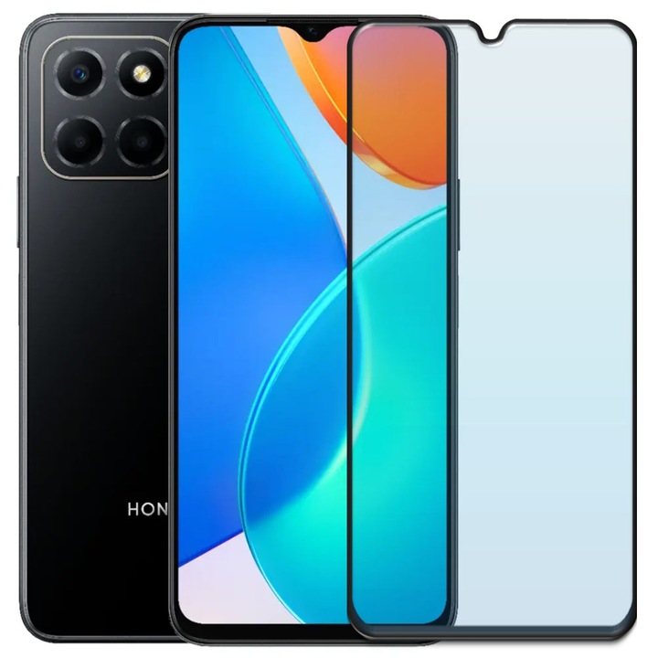 Folie din sticla securizata pentru Honor X6, HAMSTERBOX Glass Shield, Protectie completa ecran, Full face, Aplicare rapida, Case Friendly, Transparenta