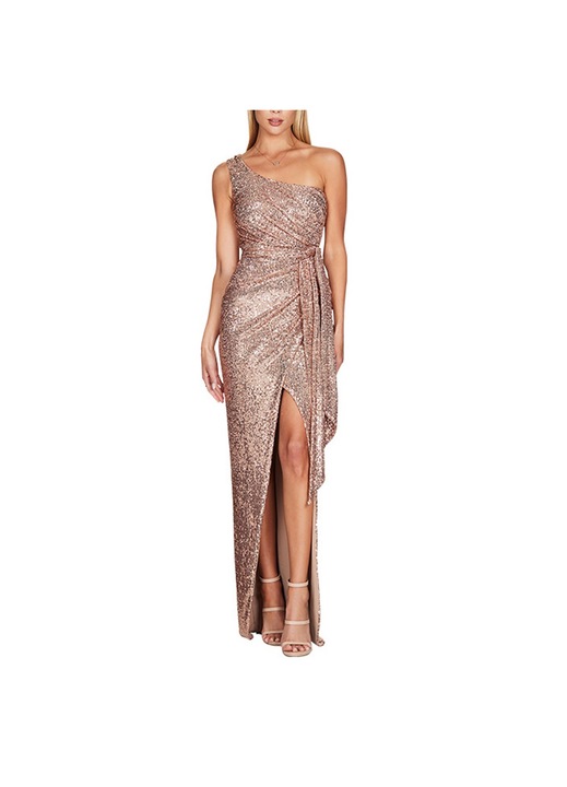 Rochie eleganta pentru dama, longziming, poliester, auriu