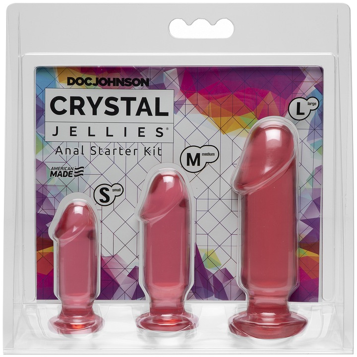 Анални тапи, Doc Johnson, Crystal Jellies, Multicolor, 3 размера