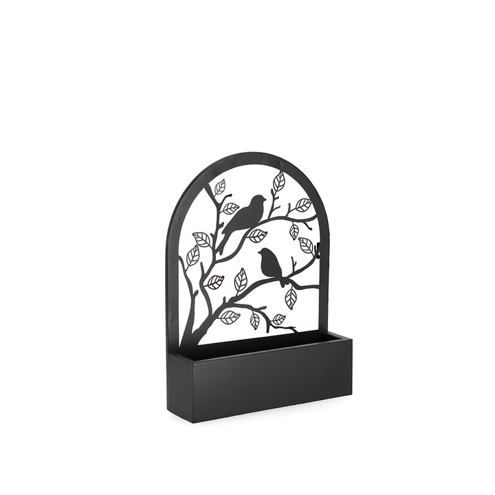 Suport ghivece flori metal negru Rosalinda 30.5x8.5x41 cm
