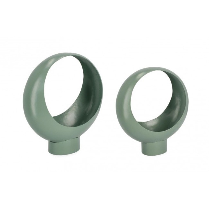 Set 2 suporturi ghivece flori metal verde Keyra 25x12x29 cm; 31x14x33 cm