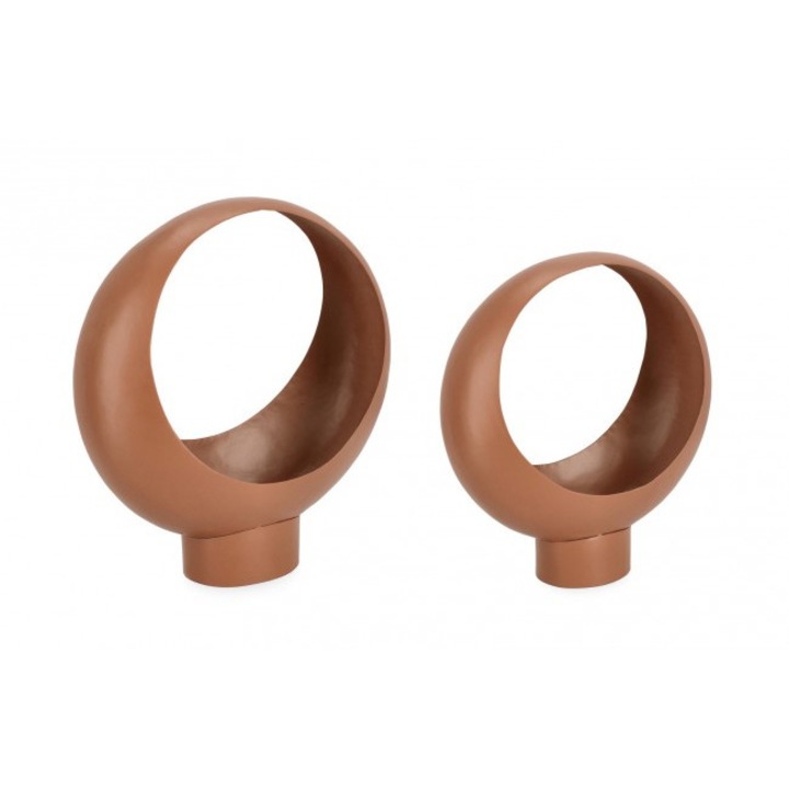 Set 2 suporturi ghivece flori metal maro Keyra 25x12x29 cm; 31x14x33 cm