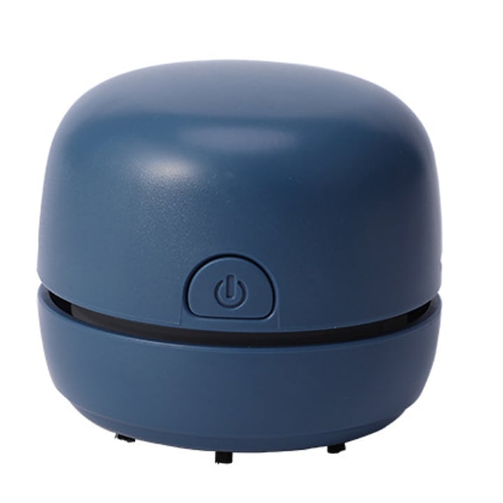 Mini aspirator de birou, material ABS, portabil, alb, cu perie si cablu de incarcare