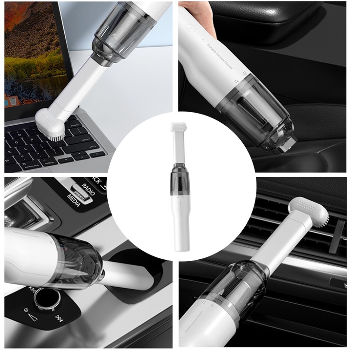 Hordozható multifunkcionális porszívó, vezeték nélküli, mosható szűrő, USB, mini, fekete