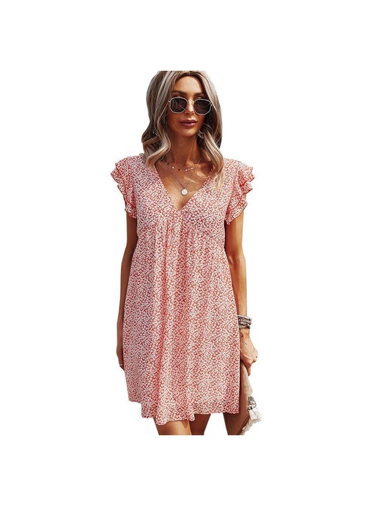 Jormftte ruha, piros, polieszter, V-nyaku, Piros