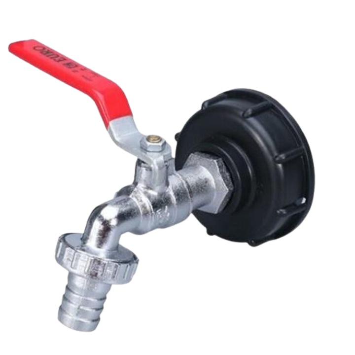 Robinet rezistent la inghet IBC, cu levier lung din otel si adaptor, filet S60X6