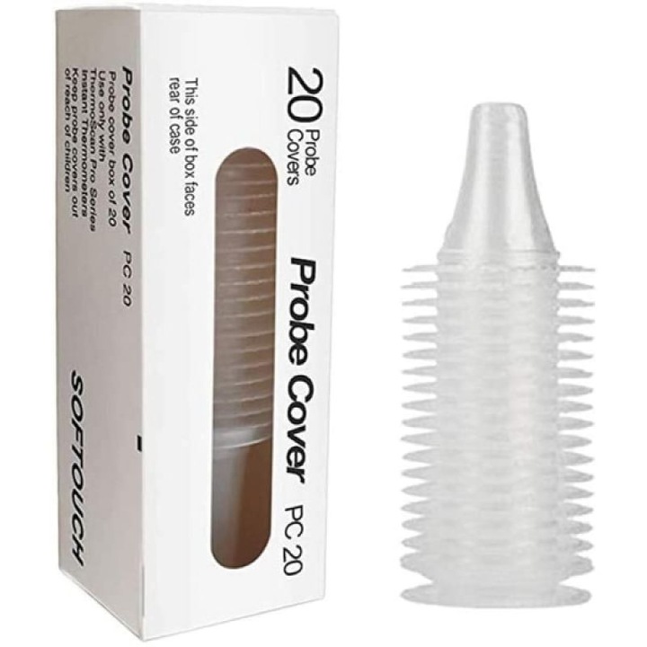 20 db Fokelyi védőkupak, Braun ThermoScan hőmérőhöz, átlátszó, 2.6x2.6x2.4cm