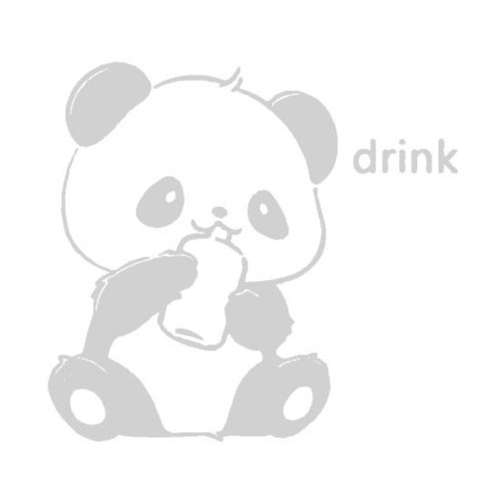 Sticker decorativ auto, Panda fuel, 10x9 cm, alb