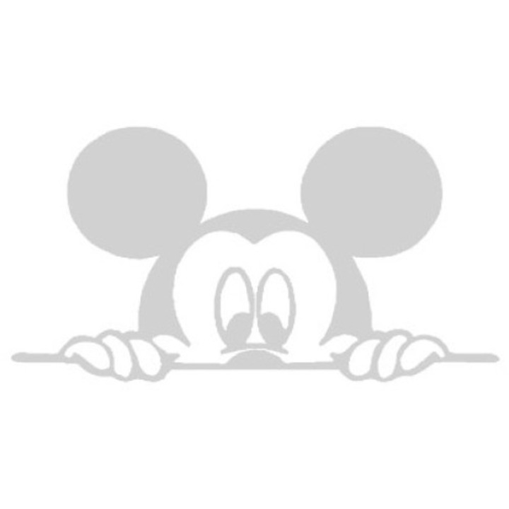 Sticker decorativ perete / geam si auto, Mickey, 15x7 cm, alb