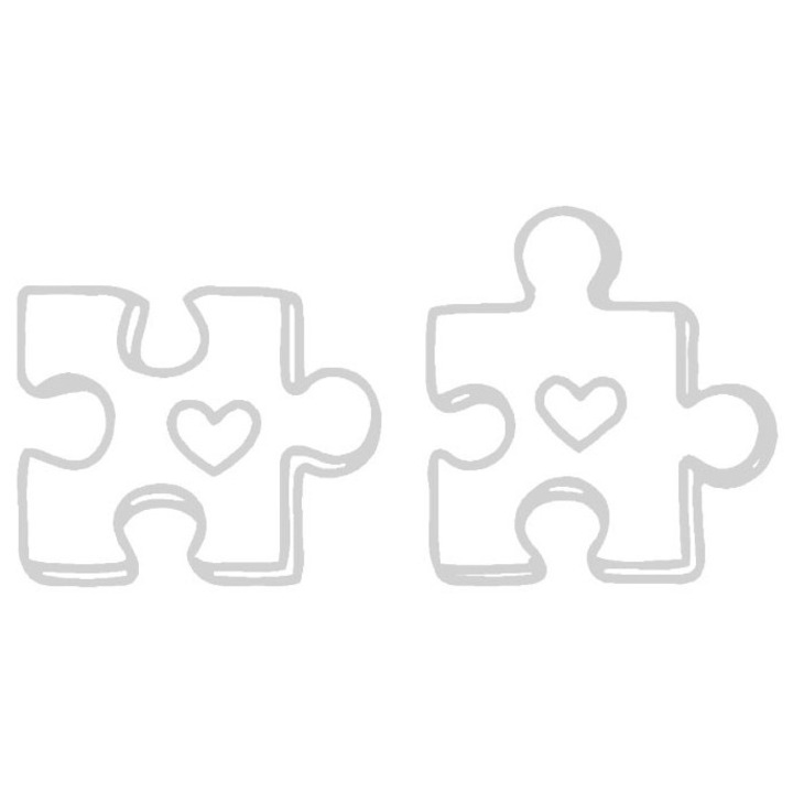 Sticker decorativ perete / geam si auto, Puzzle couple, 10x10 cm, alb