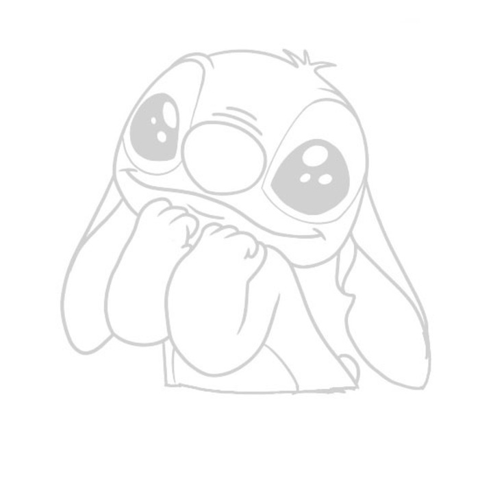 Sticker decorativ perete / geam si auto, cute stich, 14x13 cm, alb