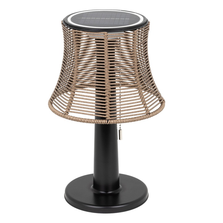 Napelemes lámpa szintetikus rattan búrával, Haushalt, 21 x 21 x 33 cm, 10 meleg fehér LED, IP44