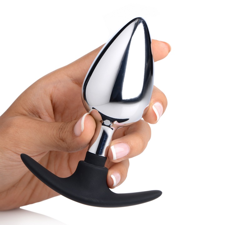 OEM Anális csatlakozó, XR Brands Dark Invader, fém és szilikon, nagy