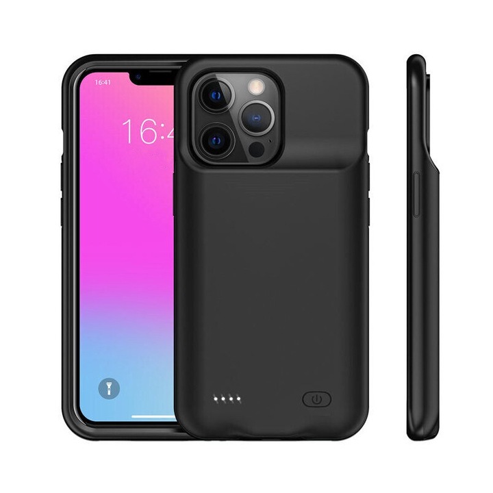 Защитен калъф с външна батерия LUMAUDiO® iBoost, Съвместим с iPhone 13, 14, 13 Pro, 14 Pro, 4800 mAh, черен