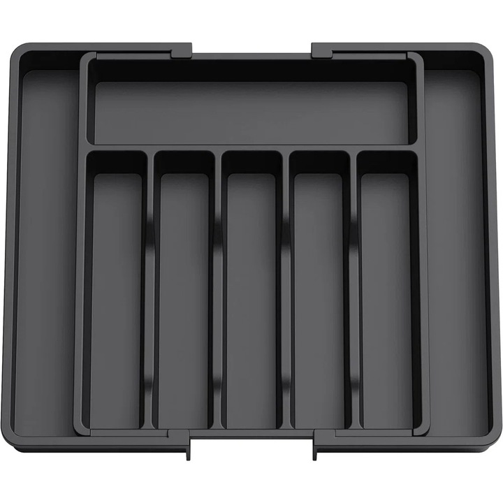Tava tacamuri MESEVEN, extensibila, 8 compartimente, negru, 33.5x38x5cm