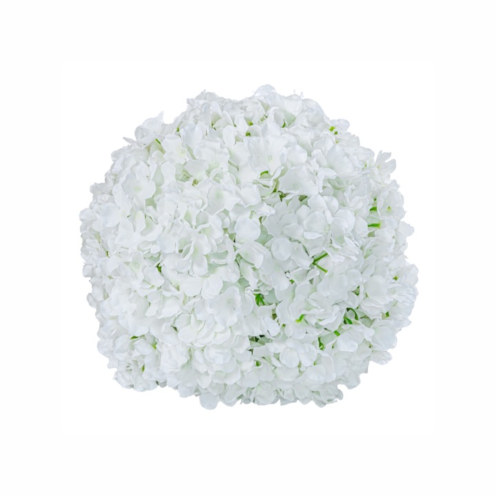 Изкуствена растителна сфера с цветя, Naimeed D5927, бяла, 100 мм