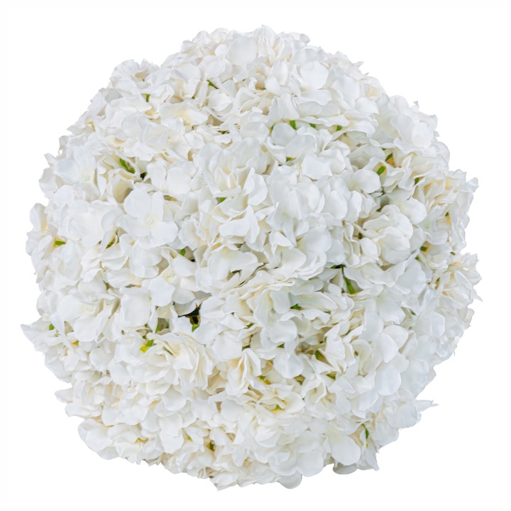 Изкуствена растителна сфера с цветя, Naimeed D5918, бяла, 300 мм